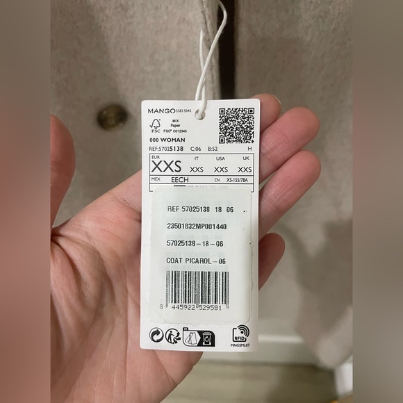 Mango handmade oversized wool coat XXS Light Pastel Grey Ref. 57025138 - Picture 9 of 9